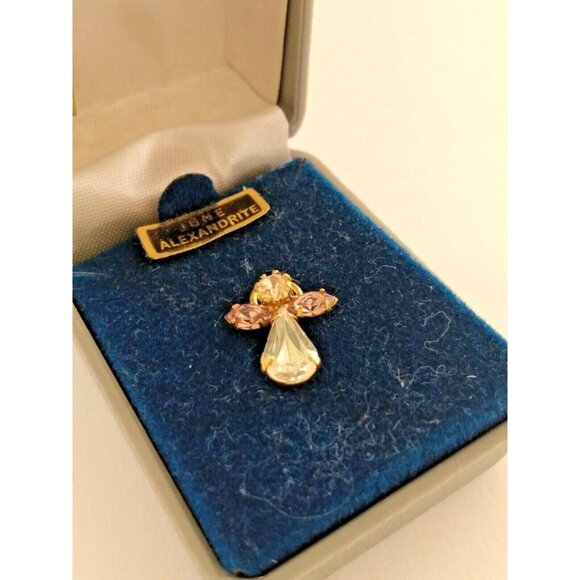 Roman Birthstone Angel Pin June Alexandrite Wings, Crystal Body in original case - Picture 7 of 9